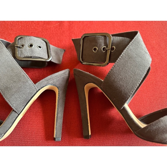 Forever 21 Gray Microsuede Wrap Around Pointy Toe Heeled Sandals, 7.5 - Picture 8 of 10